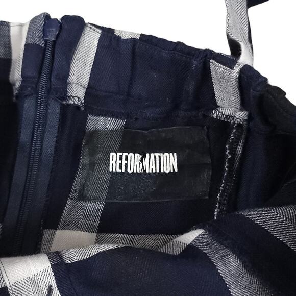 Reformation Linen Mini Dress Plaid Tie Off The Shoulder Arnaut Summer Dress - Picture 10 of 14